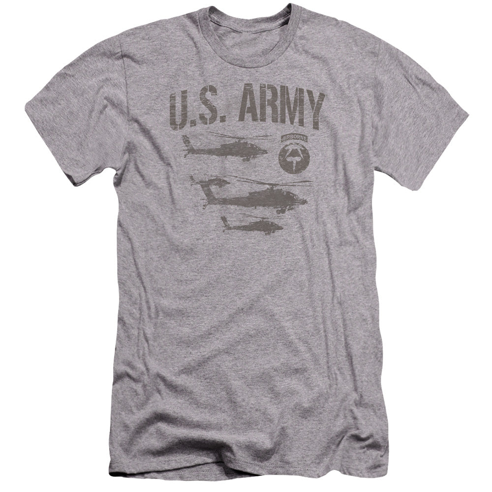 AN OFFCIALLY LICENSED ARMY AIRBORNE MEN'S PREMIUM SLIM FIT T-SHIRT ATHLETIC HEATHER