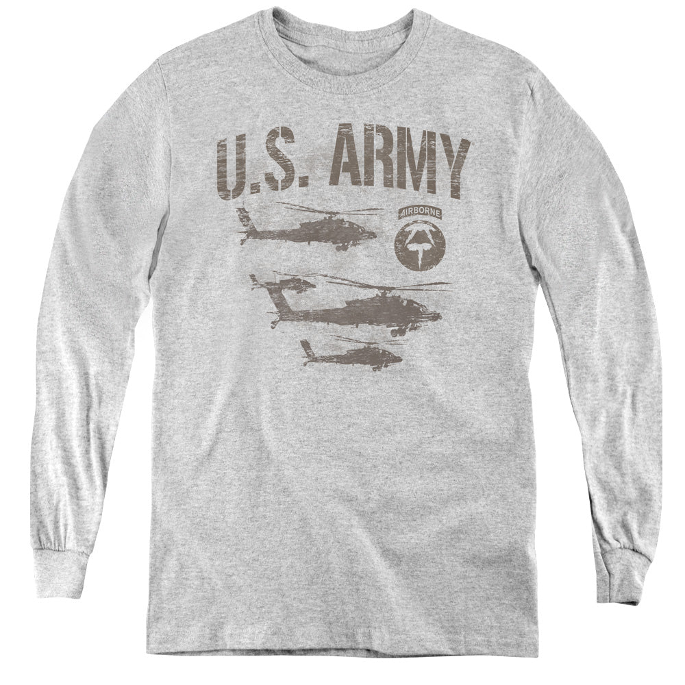 AN OFFCIALLY LICENSED ARMY AIRBORNE YOUTH LONG SLEEVE T-SHIRT ATHLETIC HEATHER