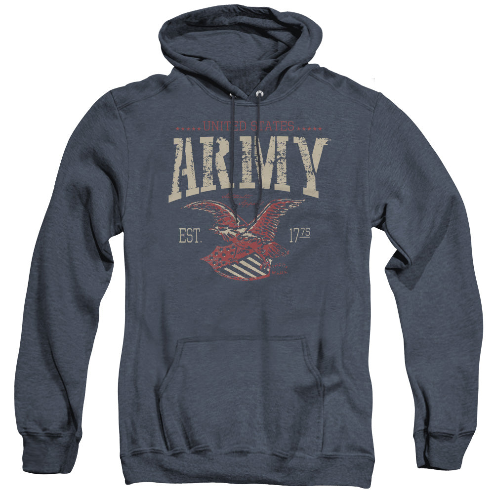 AN OFFCIALLY LICENSED ARMY ARCH ADULT UNISEX HEATHER PULLOVER HOODIE NAVY