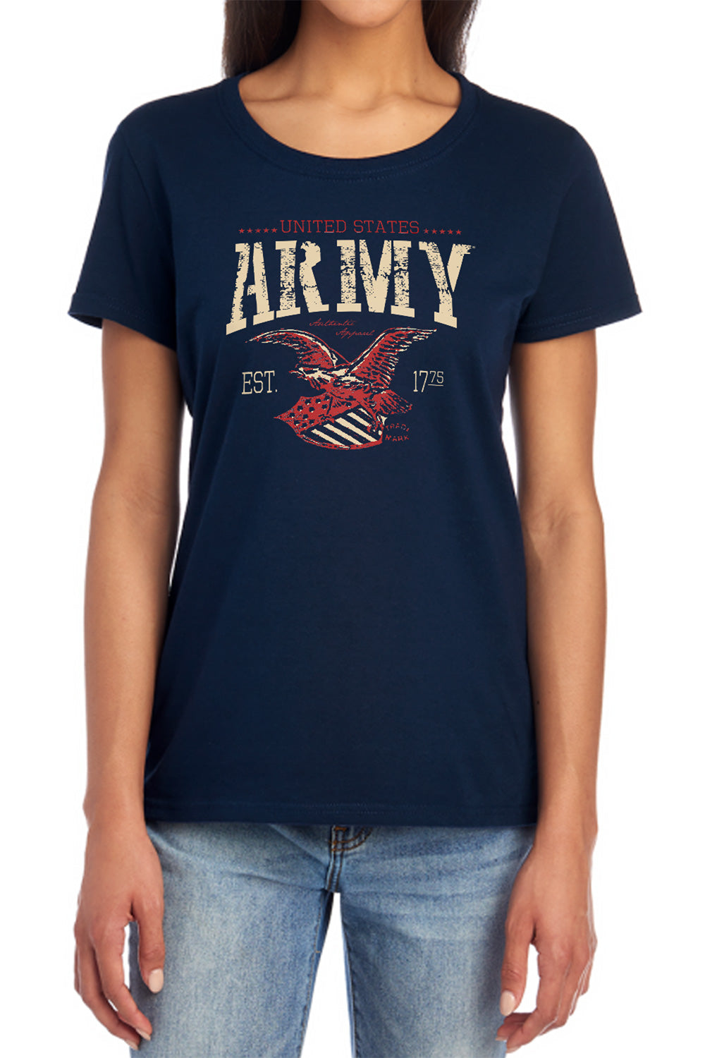 AN OFFCIALLY LICENSED ARMY ARCH WOMEN'S REGULAR FIT T-SHIRT NAVY