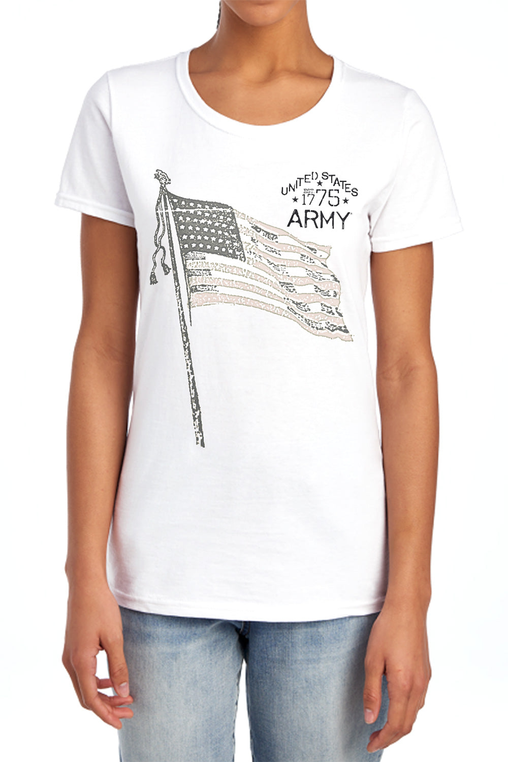 AN OFFCIALLY LICENSED ARMY TRISTAR WOMEN'S REGULAR FIT T-SHIRT WHITE