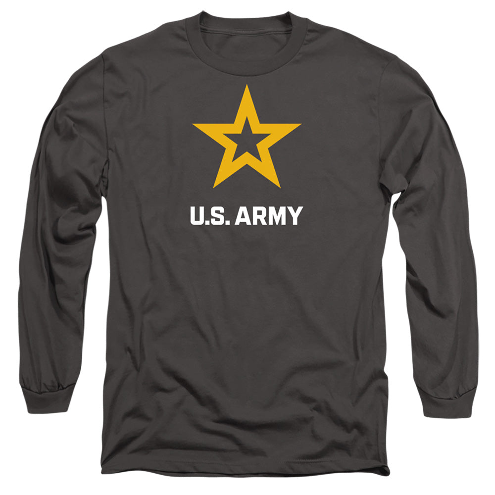 AN OFFCIALLY LICENSED ARMY LOGO MEN'S LONG SLEEVE T-SHIRT CHARCOAL