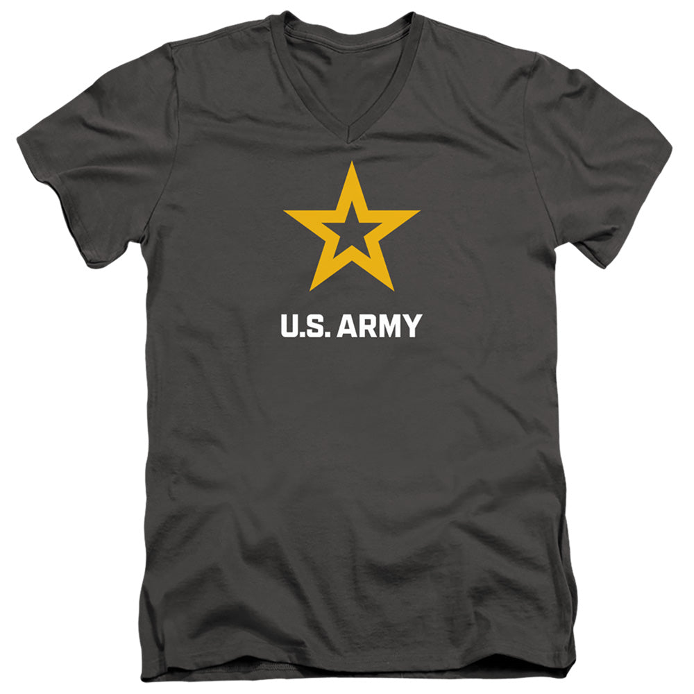 AN OFFCIALLY LICENSED ARMY LOGO MEN'S V-NECK T-SHIRT CHARCOAL