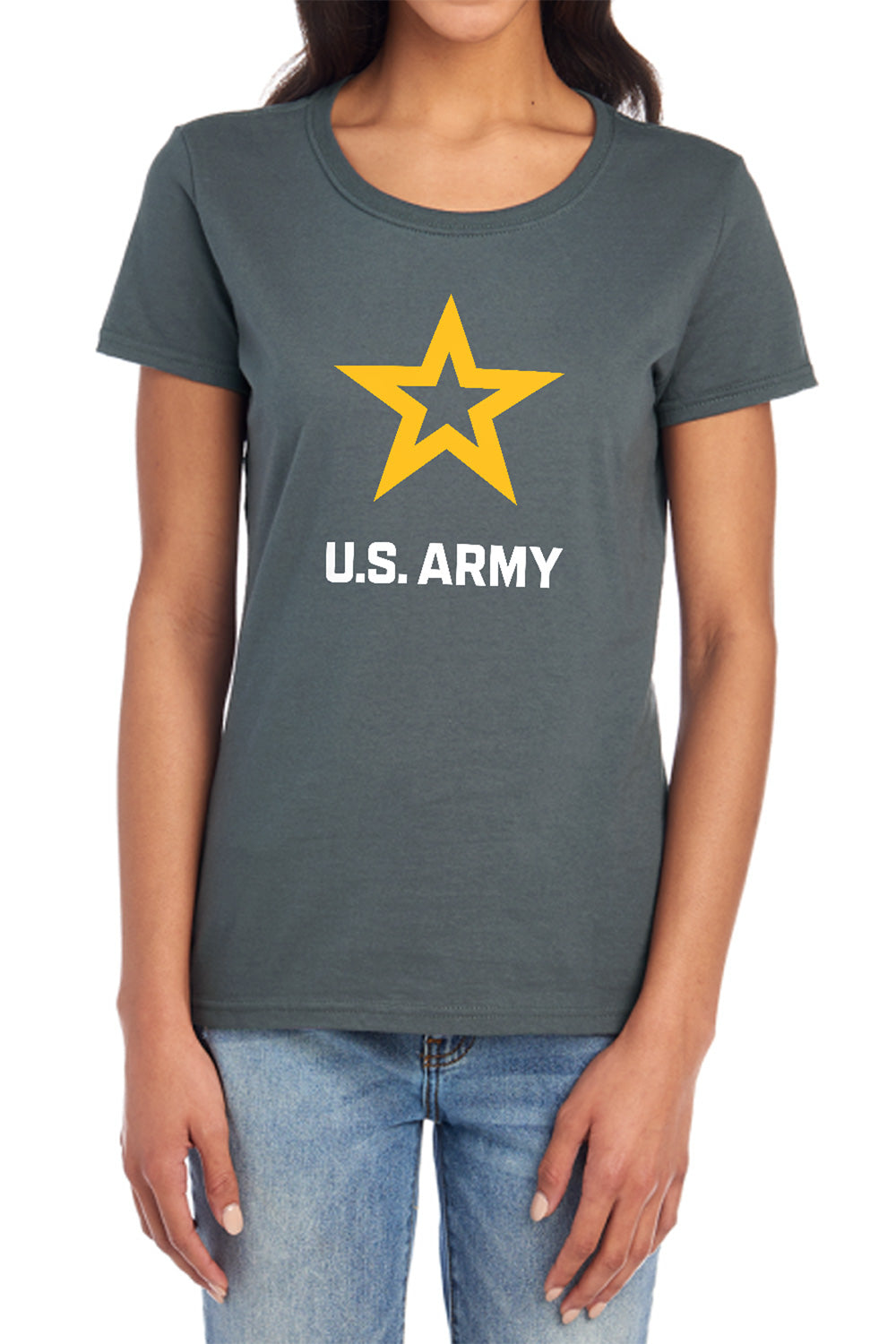 AN OFFCIALLY LICENSED ARMY LOGO WOMEN'S REGULAR FIT T-SHIRT CHARCOAL