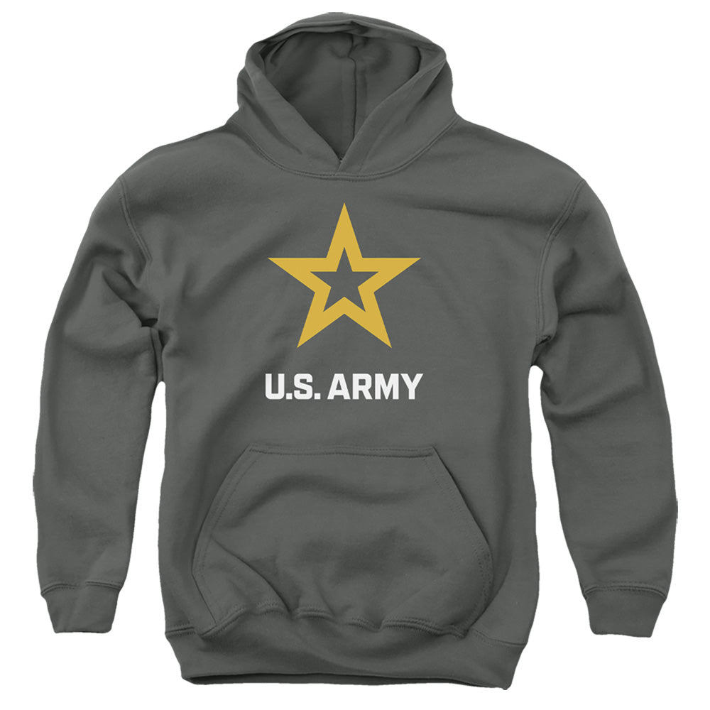 AN OFFCIALLY LICENSED ARMY LOGO YOUTH HOODIE CHARCOAL