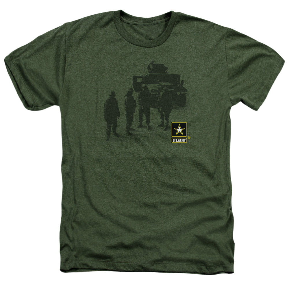 AN OFFCIALLY LICENSED ARMY STRONG MEN'S HEATHER T-SHIRT MILITARY GREEN