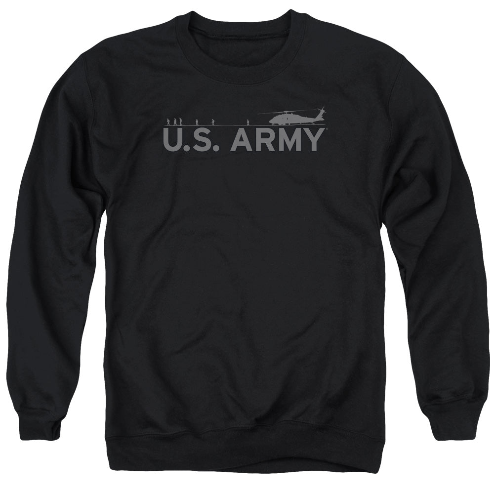 AN OFFCIALLY LICENSED ARMY HELICOPTER ADULT UNISEX CREWNECK SWEATSHIRT BLACK