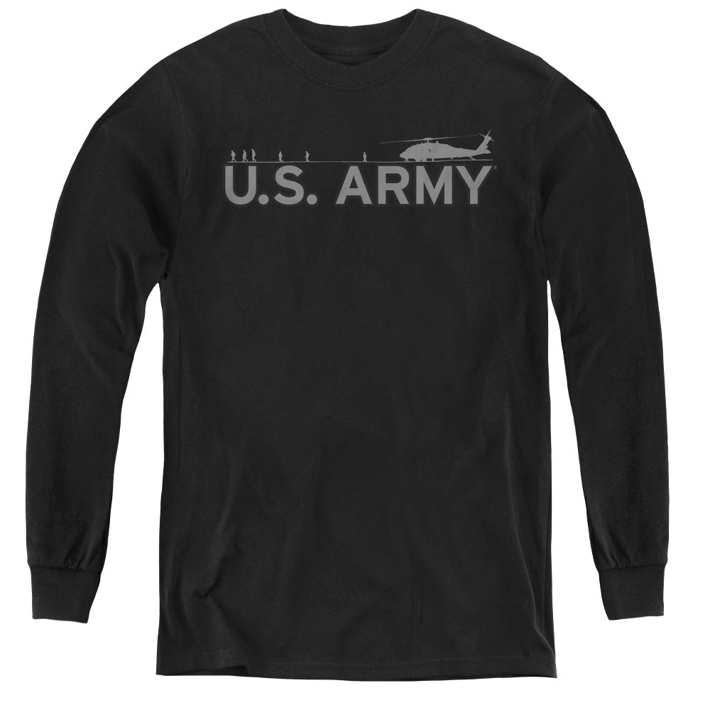 AN OFFCIALLY LICENSED ARMY HELICOPTER YOUTH LONG SLEEVE T-SHIRT BLACK