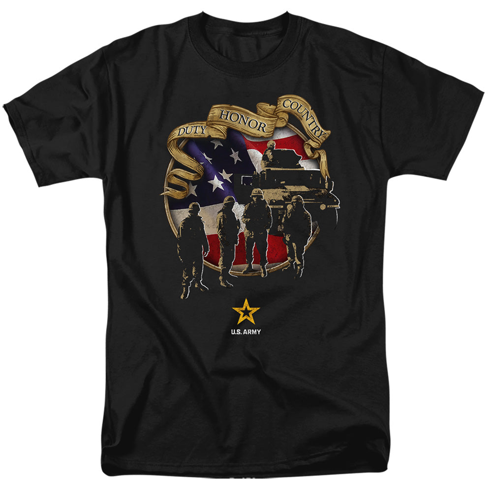 AN OFFCIALLY LICENSED ARMY DUTY HONOR COUNTRY MEN'S REGULAR FIT T-SHIRT BLACK
