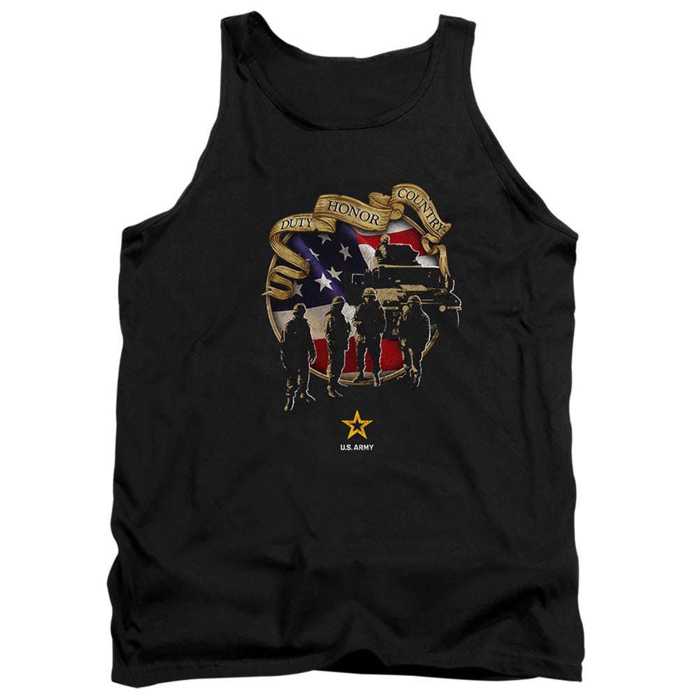 AN OFFCIALLY LICENSED ARMY DUTY HONOR COUNTRY ADULT UNISEX TANK TOP BLACK