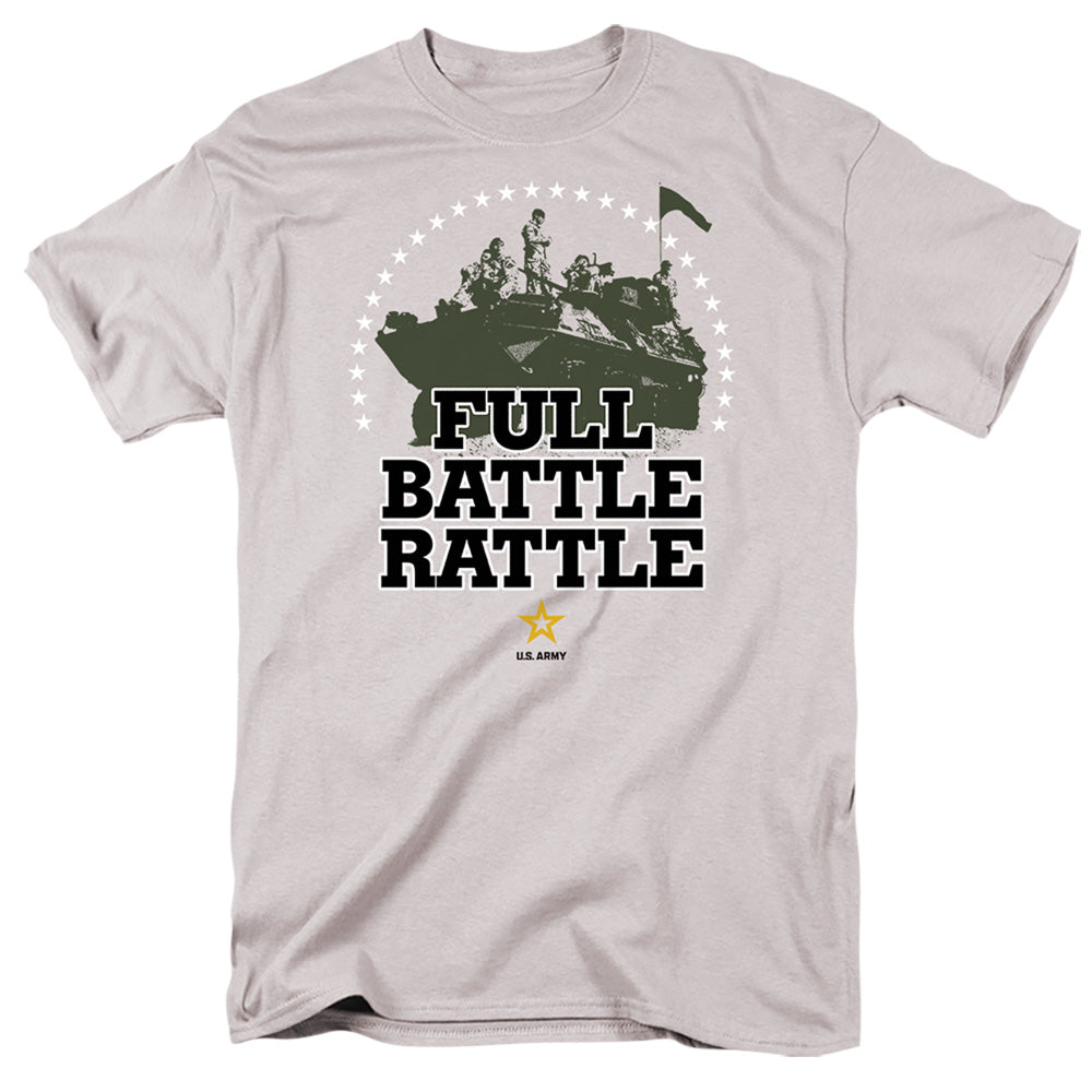 AN OFFCIALLY LICENSED ARMY FULL BATTLE RATTLE MEN'S REGULAR FIT T-SHIRT SILVER