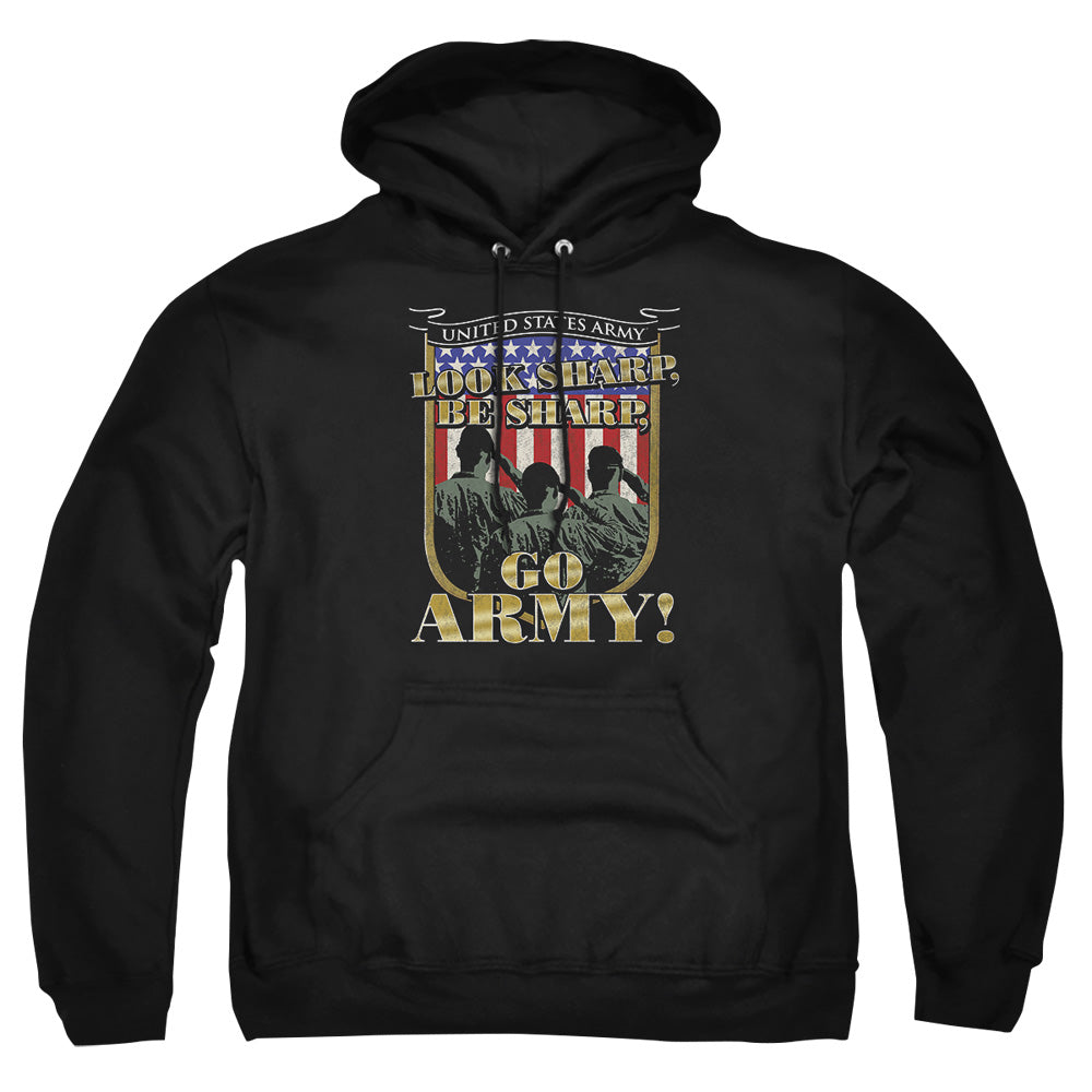 AN OFFCIALLY LICENSED ARMY GO ARMY ADULT UNISEX PULLOVER HOODIE BLACK