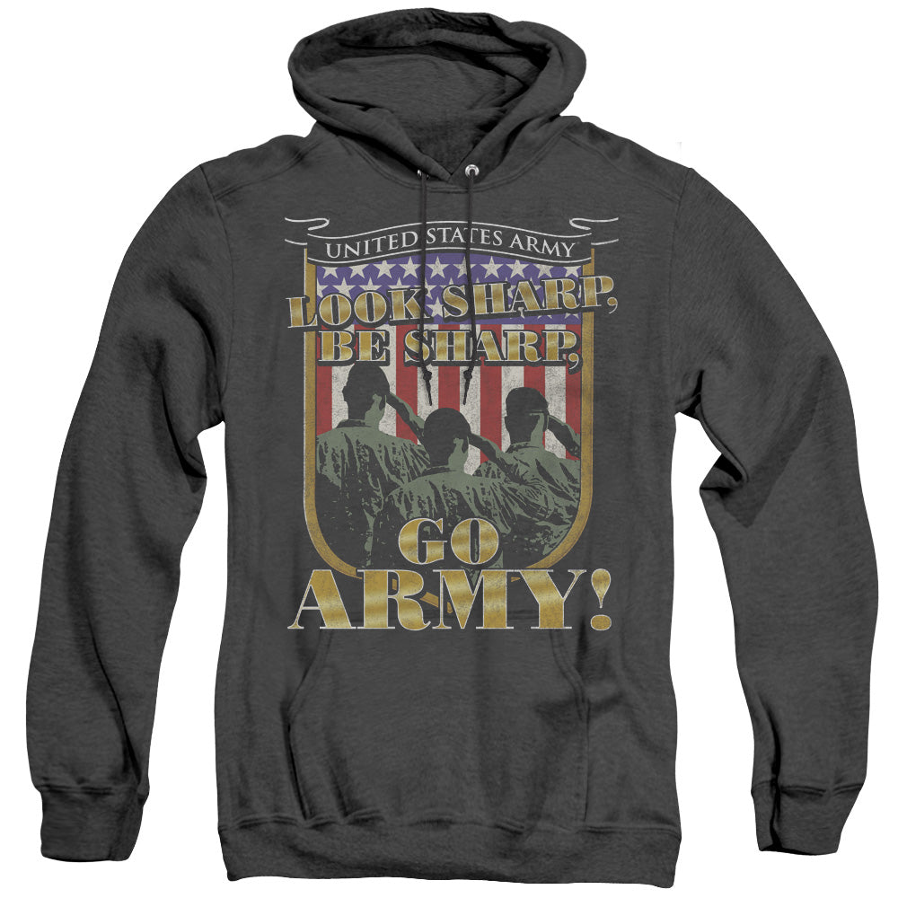 AN OFFCIALLY LICENSED ARMY GO ARMY ADULT UNISEX HEATHER PULLOVER HOODIE BLACK