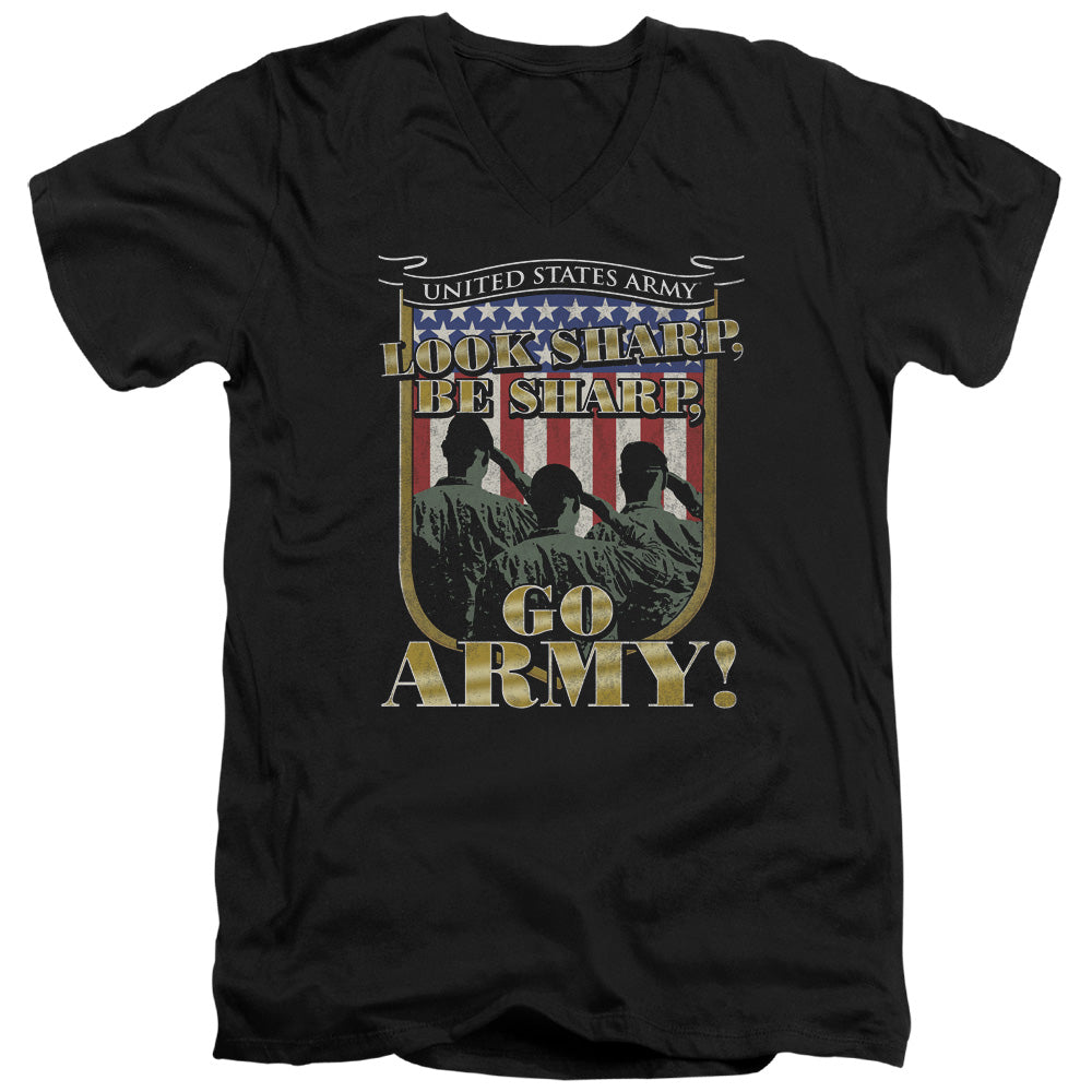 AN OFFCIALLY LICENSED ARMY GO ARMY MEN'S V-NECK T-SHIRT BLACK