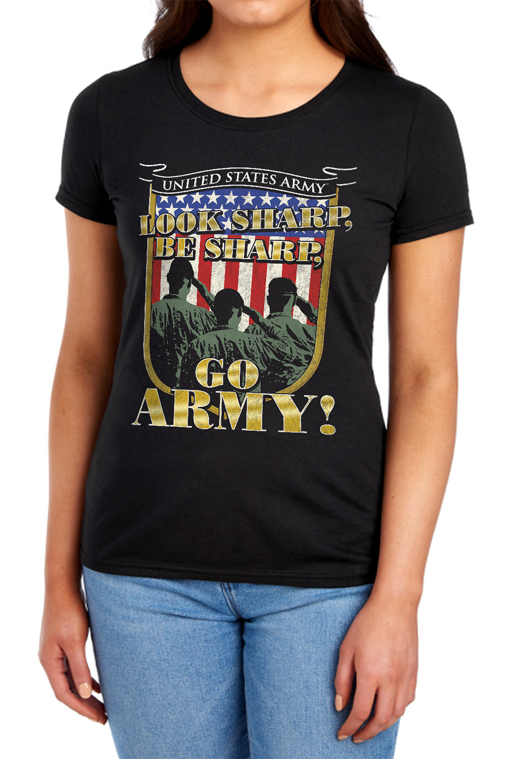 AN OFFCIALLY LICENSED ARMY GO ARMY WOMEN'S REGULAR FIT T-SHIRT BLACK