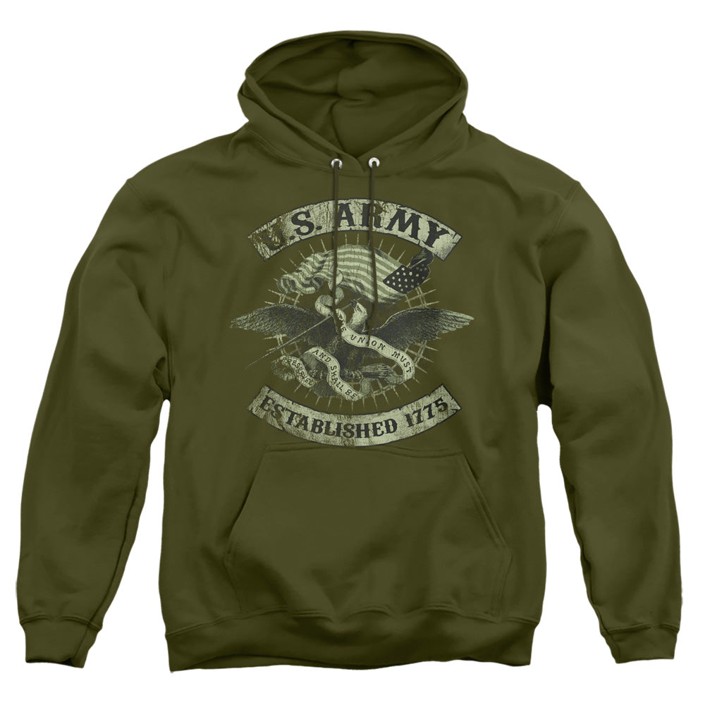 AN OFFCIALLY LICENSED ARMY UNION EAGLE ADULT UNISEX PULLOVER HOODIE MILITARY GREEN