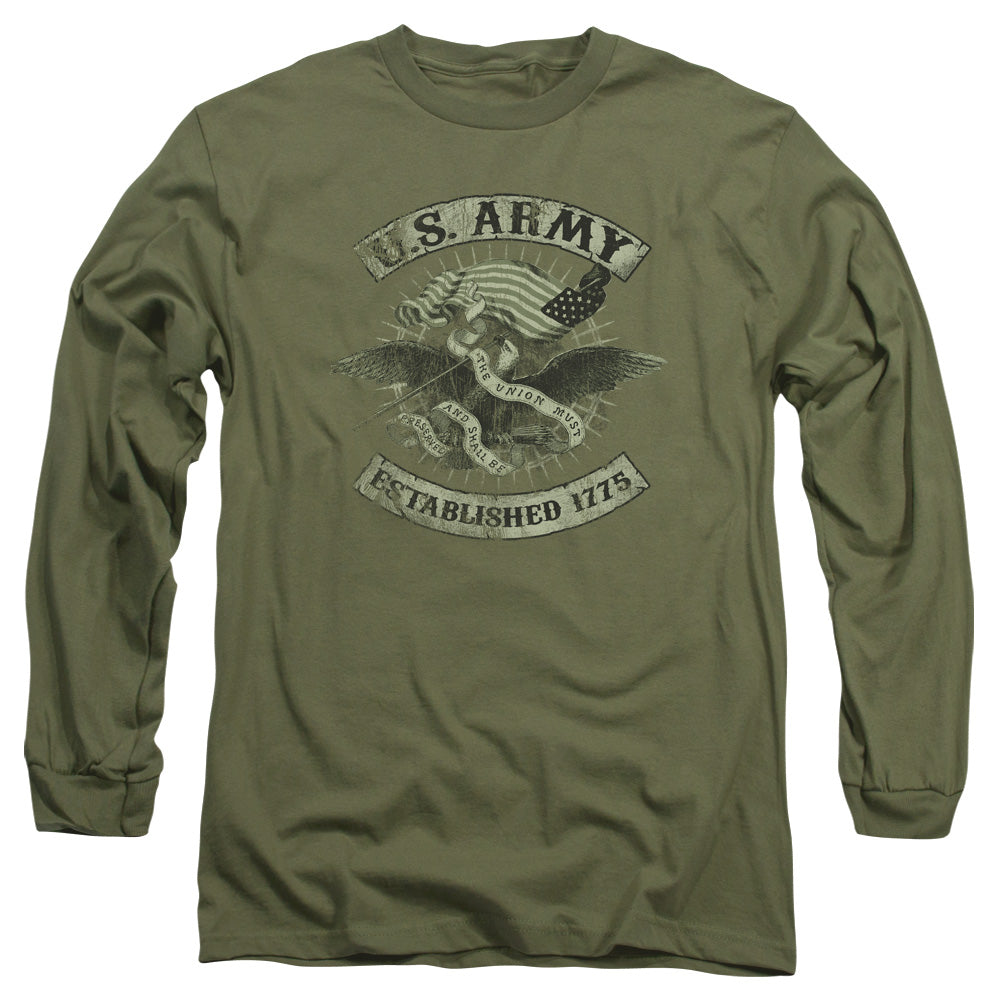 AN OFFCIALLY LICENSED ARMY UNION EAGLE MEN'S LONG SLEEVE T-SHIRT MILITARY GREEN