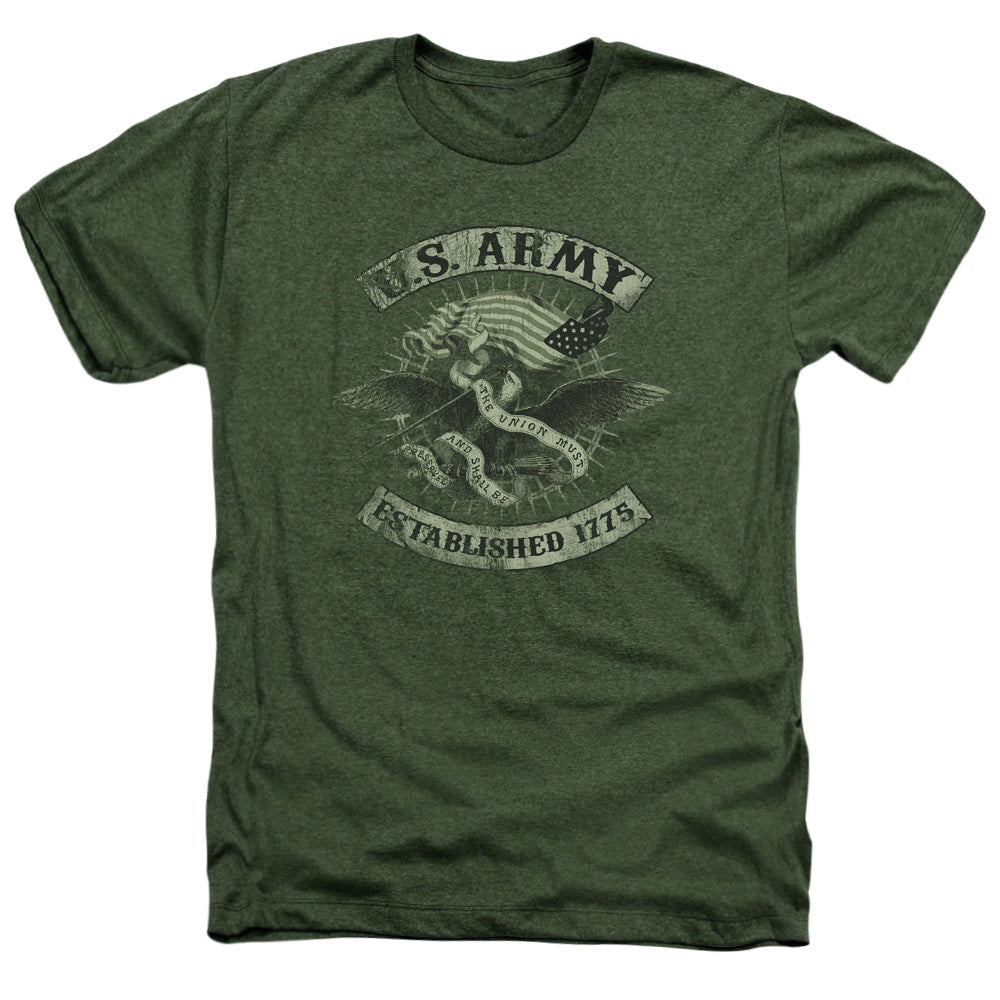 AN OFFCIALLY LICENSED ARMY UNION EAGLE MEN'S HEATHER T-SHIRT MILITARY GREEN