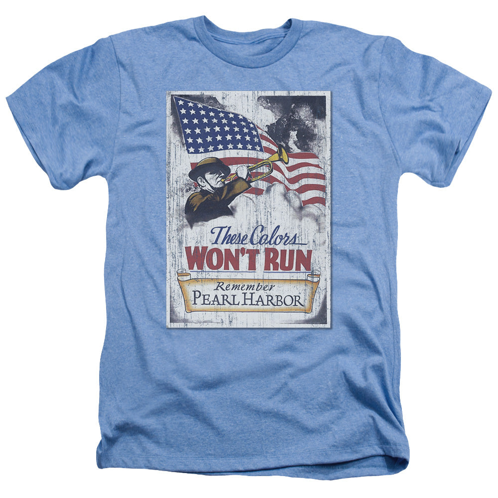 AN OFFCIALLY LICENSED ARMY PEARL HARBOR MEN'S HEATHER T-SHIRT LIGHT BLUE