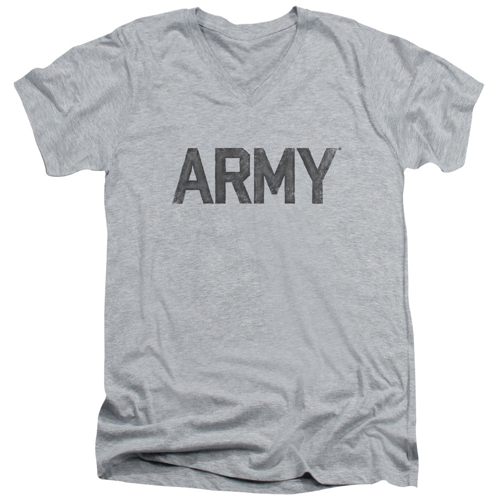 AN OFFCIALLY LICENSED ARMY STAR MEN'S V-NECK T-SHIRT ATHLETIC HEATHER