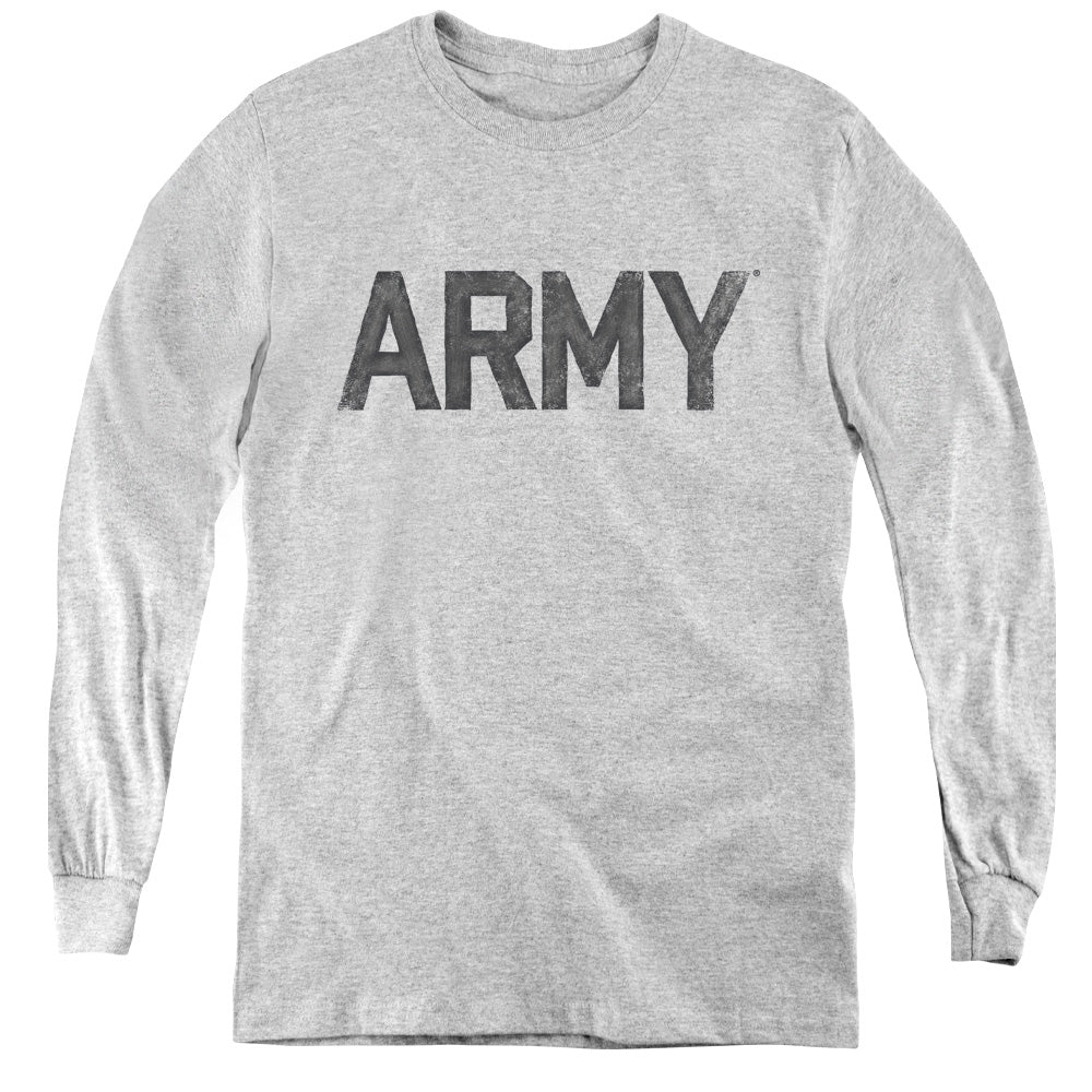 AN OFFCIALLY LICENSED ARMY STAR YOUTH LONG SLEEVE T-SHIRT ATHLETIC HEATHER