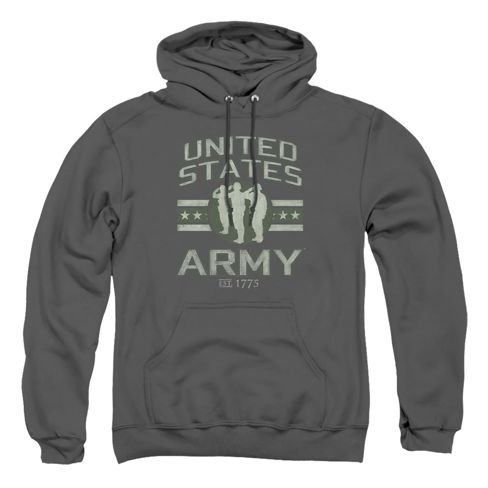 AN OFFCIALLY LICENSED ARMY UNITED STATES ARMY ADULT UNISEX PULLOVER HOODIE CHARCOAL