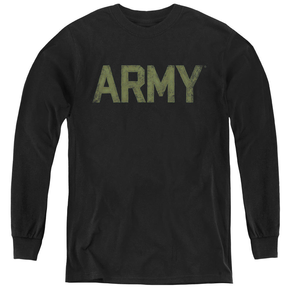 AN OFFCIALLY LICENSED ARMY TYPE YOUTH LONG SLEEVE T-SHIRT BLACK