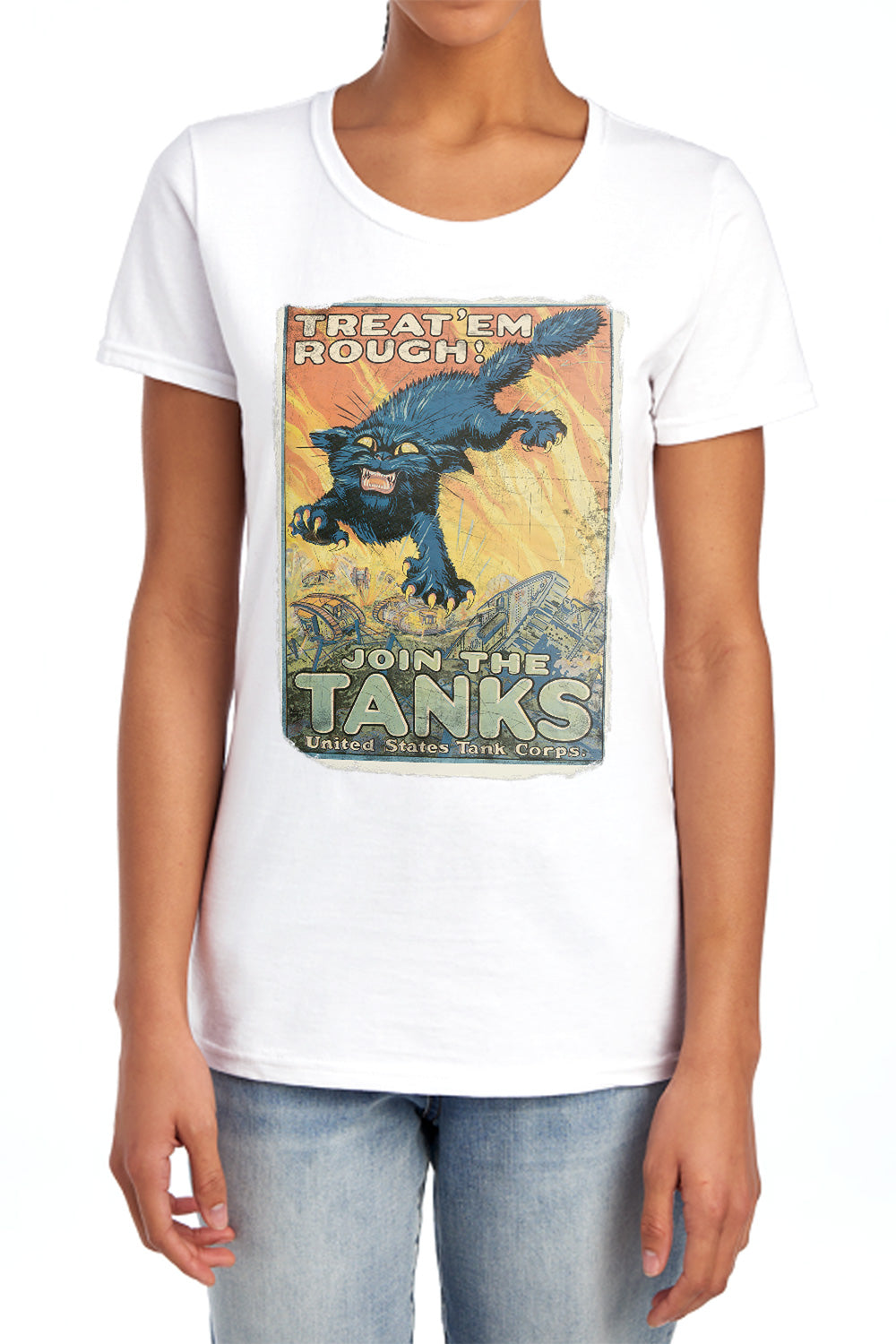 AN OFFCIALLY LICENSED ARMY TREAT EM ROUGH WOMEN'S REGULAR FIT T-SHIRT WHITE