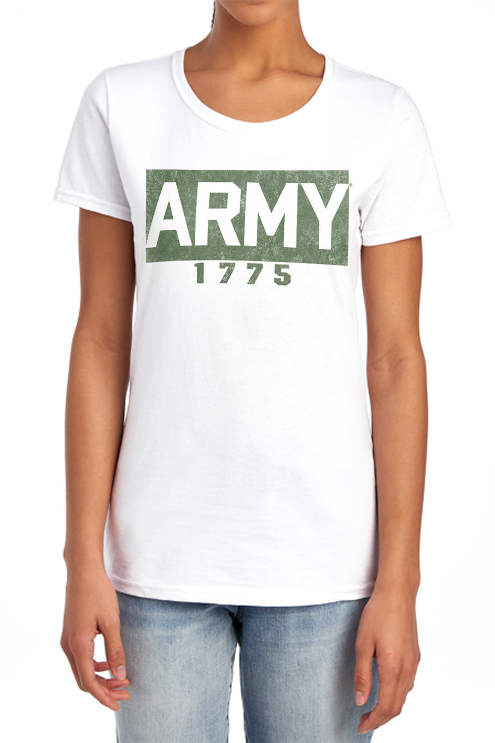 AN OFFCIALLY LICENSED ARMY BLOCK WOMEN'S REGULAR FIT T-SHIRT WHITE