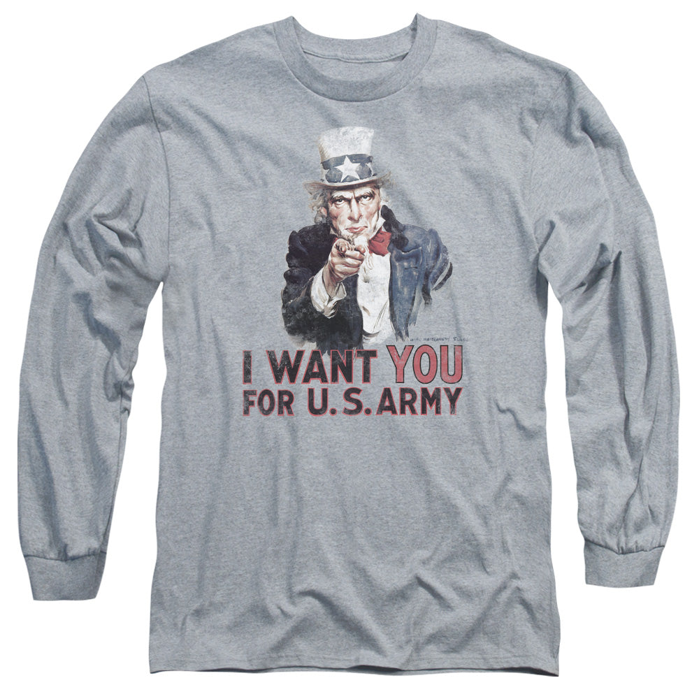 AN OFFCIALLY LICENSED ARMY I WANT YOU MEN'S LONG SLEEVE T-SHIRT ATHLETIC HEATHER