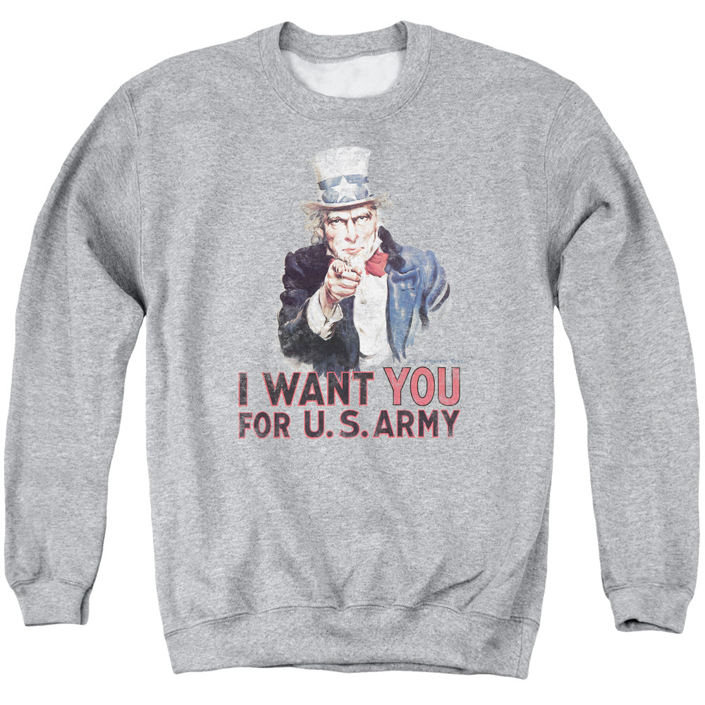 AN OFFCIALLY LICENSED ARMY I WANT YOU ADULT UNISEX CREWNECK SWEATSHIRT ATHLETIC HEATHER