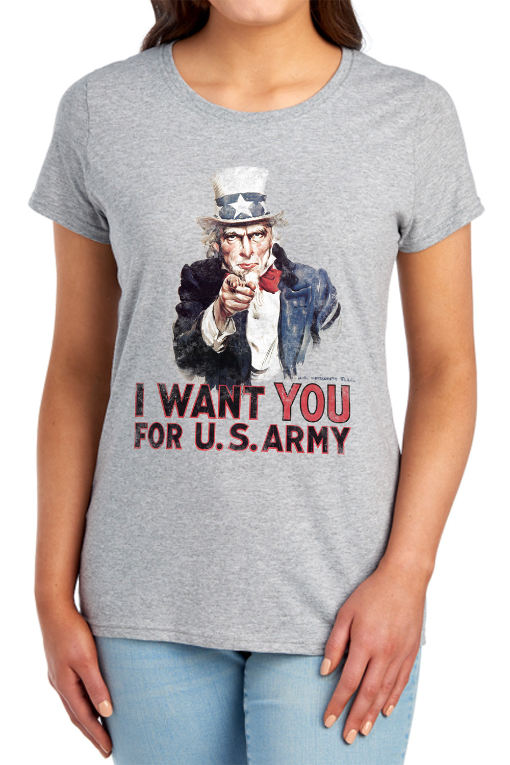 AN OFFCIALLY LICENSED ARMY I WANT YOU WOMEN'S REGULAR FIT T-SHIRT ATHLETIC HEATHER