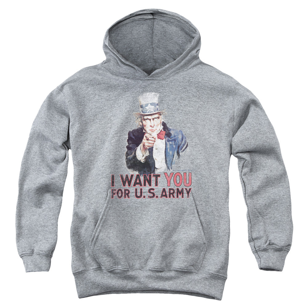 AN OFFCIALLY LICENSED ARMY I WANT YOU YOUTH HOODIE ATHLETIC HEATHER
