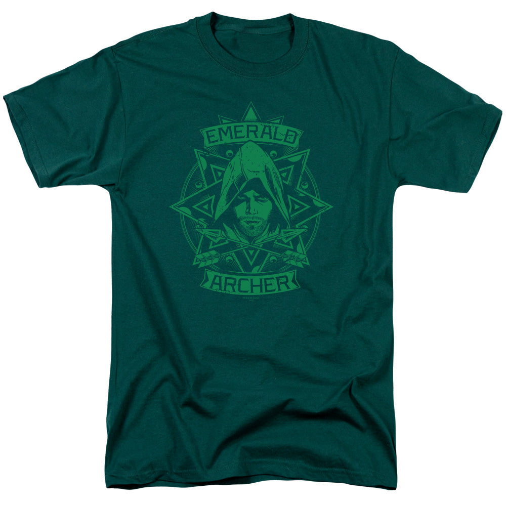 AN OFFCIALLY LICENSED ARROW ARCHER ILLUSTRATION MEN'S REGULAR FIT T-SHIRT HUNTER GREEN