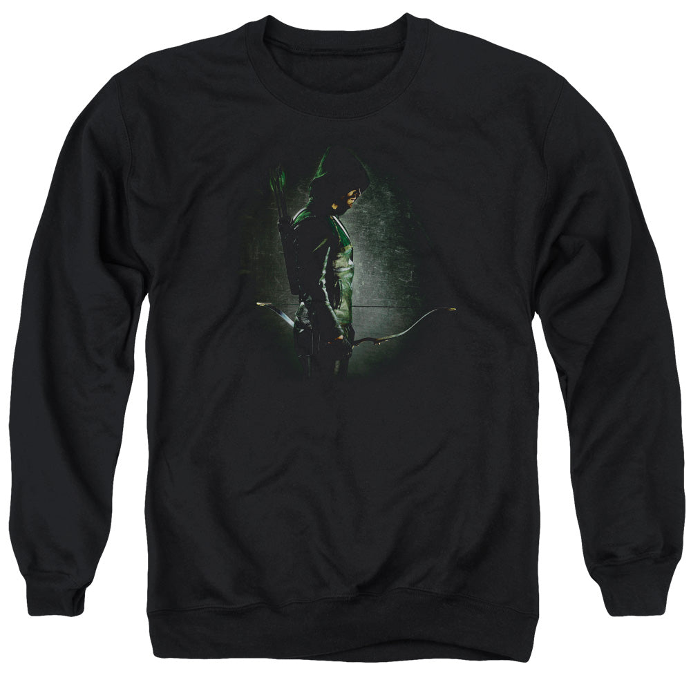 AN OFFCIALLY LICENSED ARROW IN THE SHADOWS ADULT UNISEX CREWNECK SWEATSHIRT BLACK