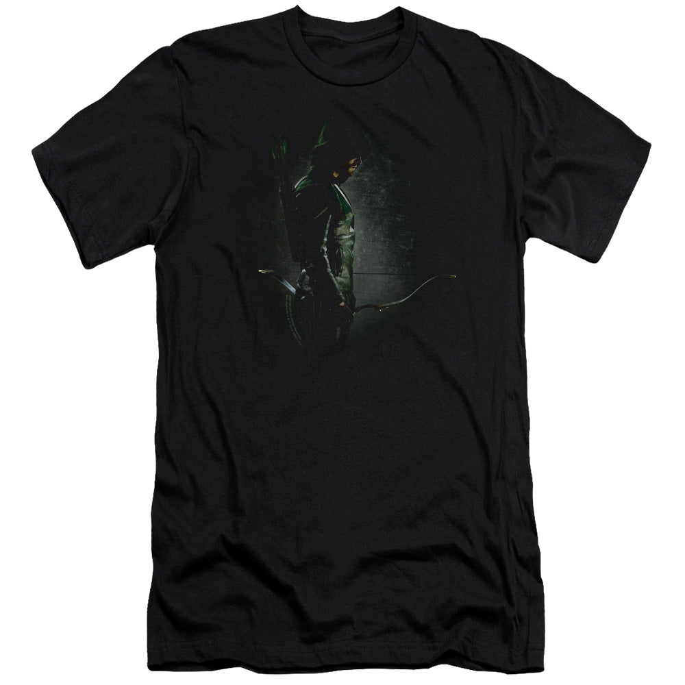 AN OFFCIALLY LICENSED ARROW IN THE SHADOWS MEN'S PREMIUM SLIM FIT T-SHIRT BLACK