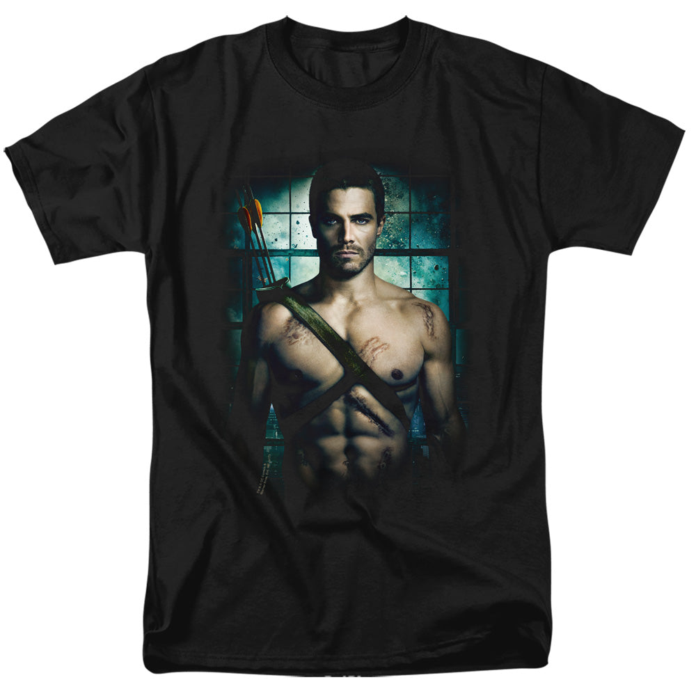 AN OFFCIALLY LICENSED ARROW SHIRTLESS MEN'S REGULAR FIT T-SHIRT BLACK