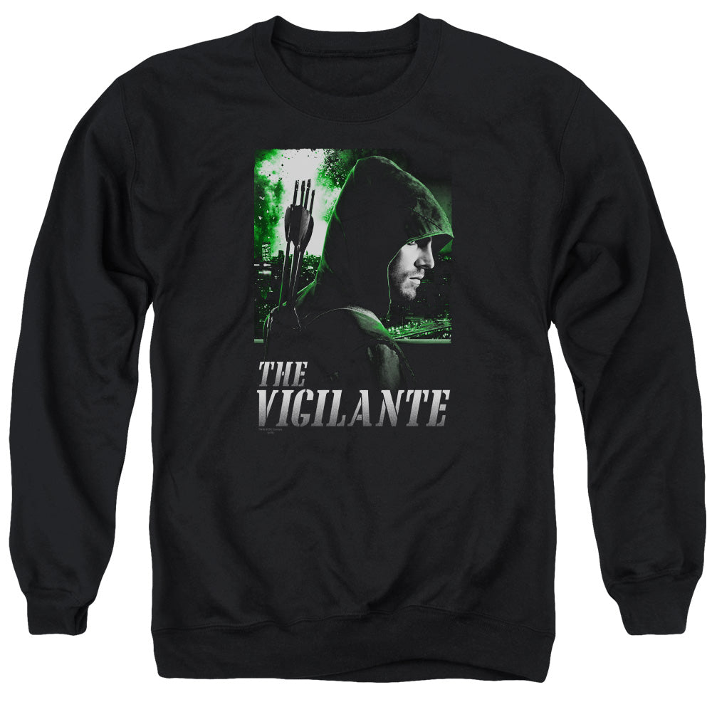 AN OFFCIALLY LICENSED ARROW STAR CITY DEFENDER ADULT UNISEX CREWNECK SWEATSHIRT BLACK