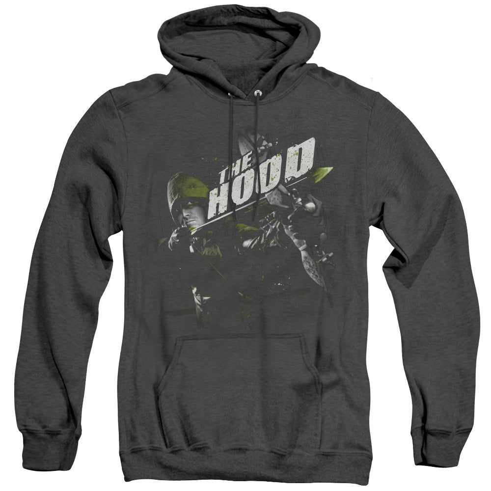 AN OFFCIALLY LICENSED ARROW TAKE AIM ADULT UNISEX HEATHER PULLOVER HOODIE BLACK