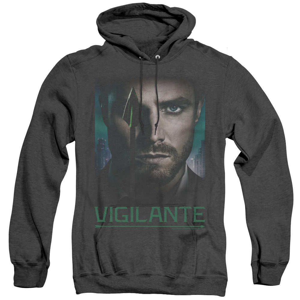 AN OFFCIALLY LICENSED ARROW GOOD EYE ADULT UNISEX HEATHER PULLOVER HOODIE BLACK