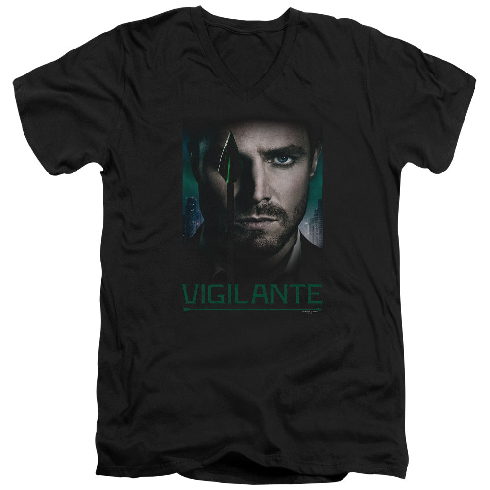 AN OFFCIALLY LICENSED ARROW GOOD EYE MEN'S V-NECK T-SHIRT BLACK
