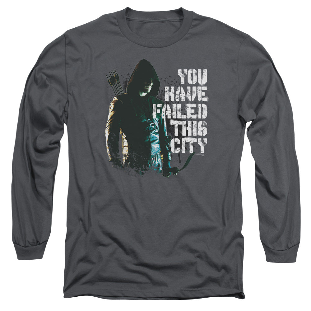 AN OFFCIALLY LICENSED ARROW YOU HAVE FAILED MEN'S LONG SLEEVE T-SHIRT CHARCOAL