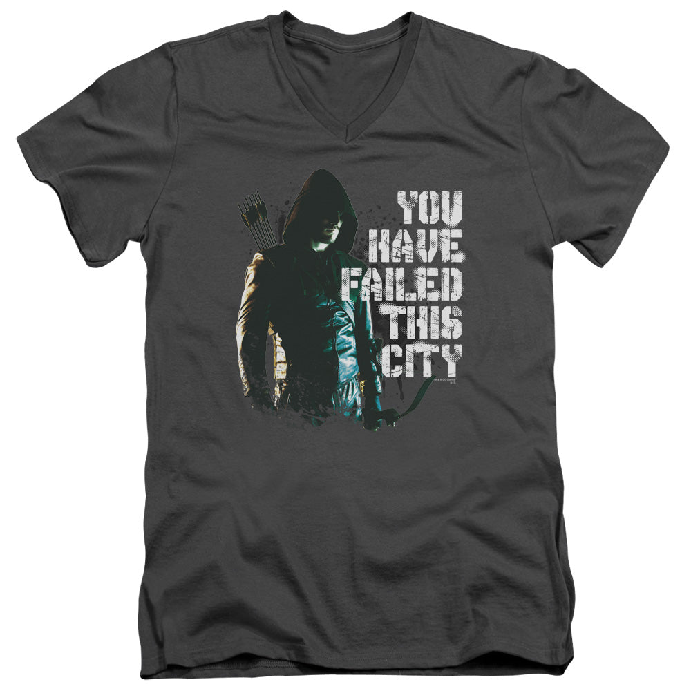 AN OFFCIALLY LICENSED ARROW YOU HAVE FAILED MEN'S V-NECK T-SHIRT CHARCOAL