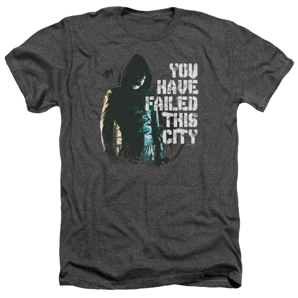 AN OFFCIALLY LICENSED ARROW YOU HAVE FAILED MEN'S HEATHER T-SHIRT CHARCOAL