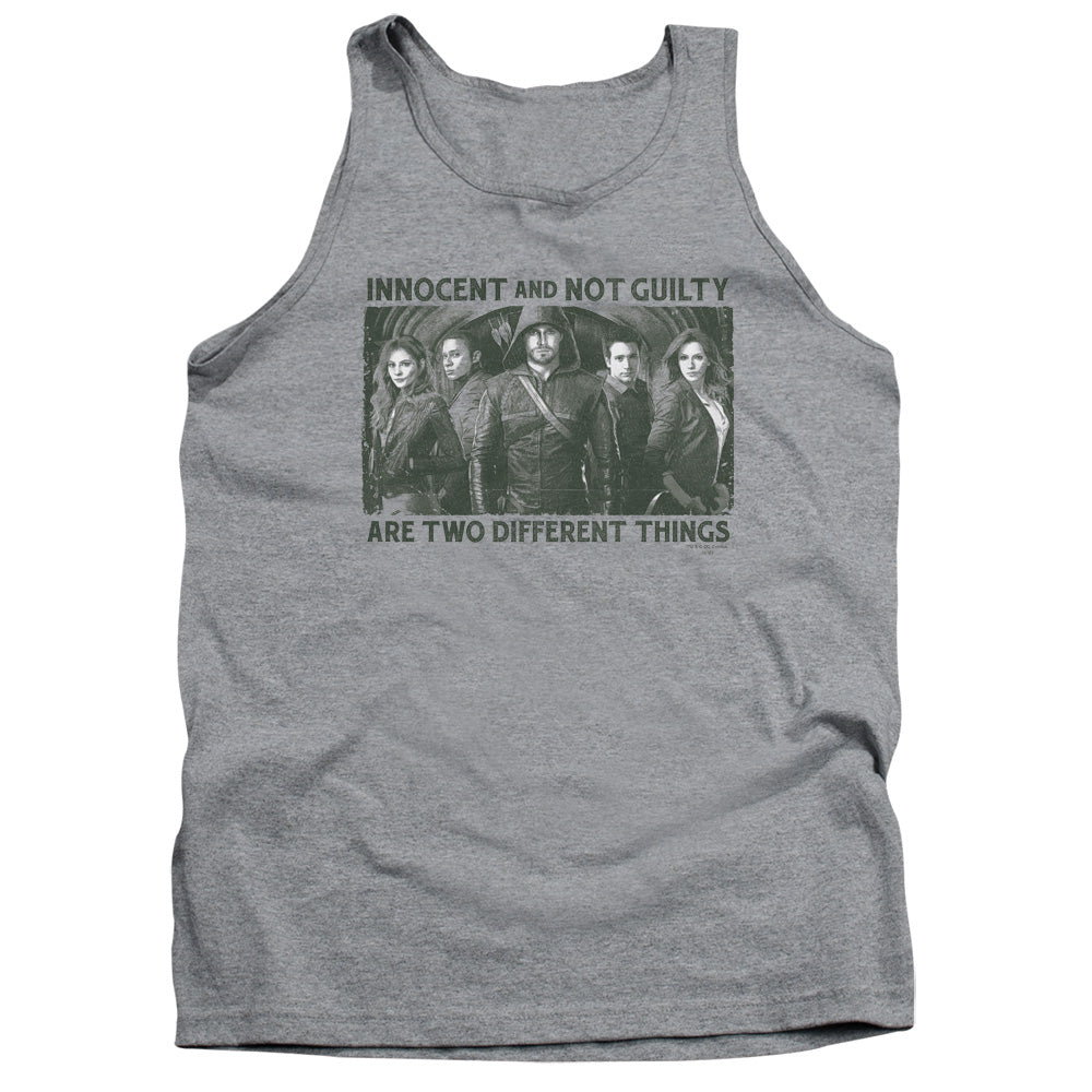 AN OFFCIALLY LICENSED ARROW NOT GUILTY ADULT UNISEX TANK TOP ATHLETIC HEATHER