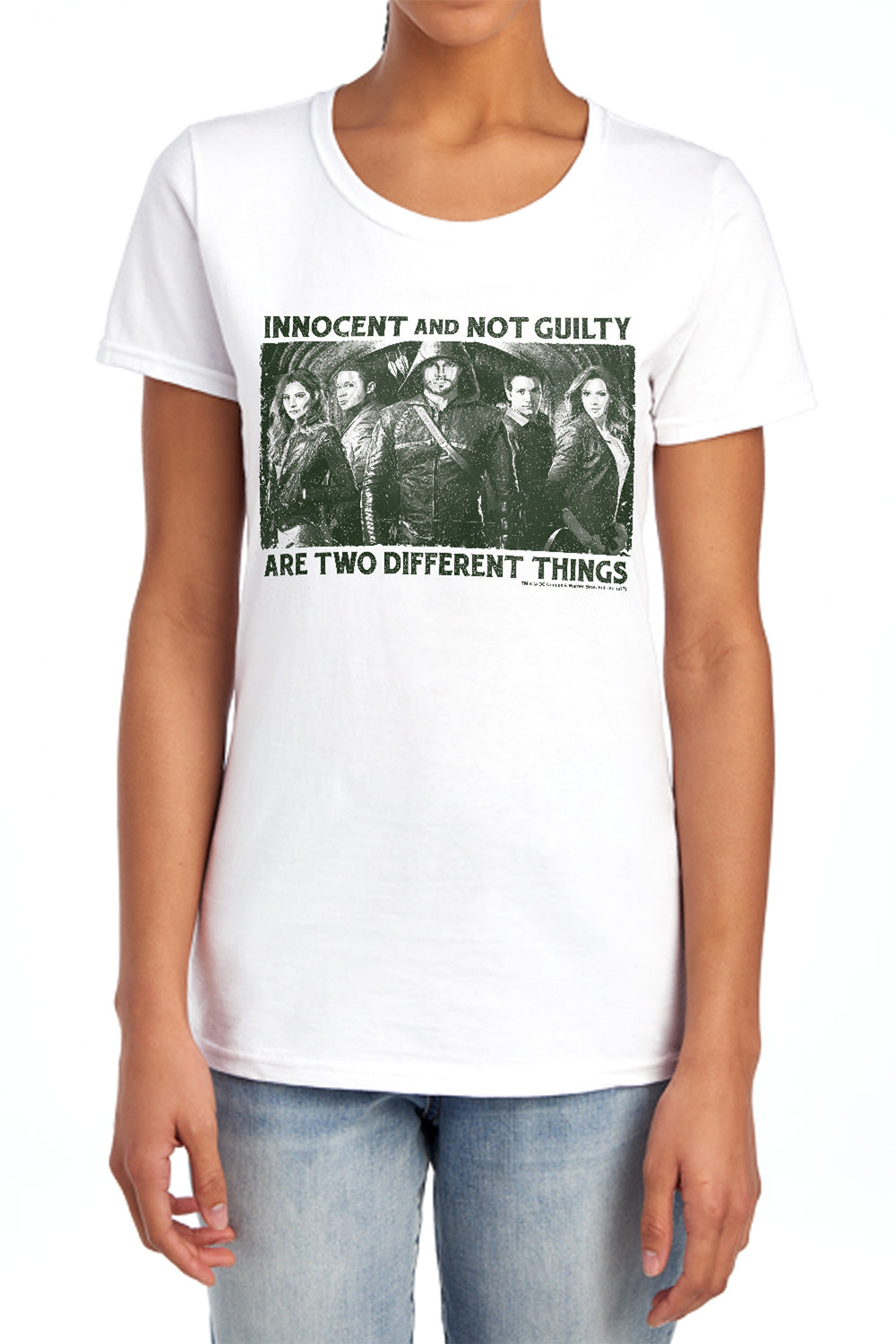 AN OFFCIALLY LICENSED ARROW NOT GUILTY WOMEN'S REGULAR FIT T-SHIRT ATHLETIC HEATHER