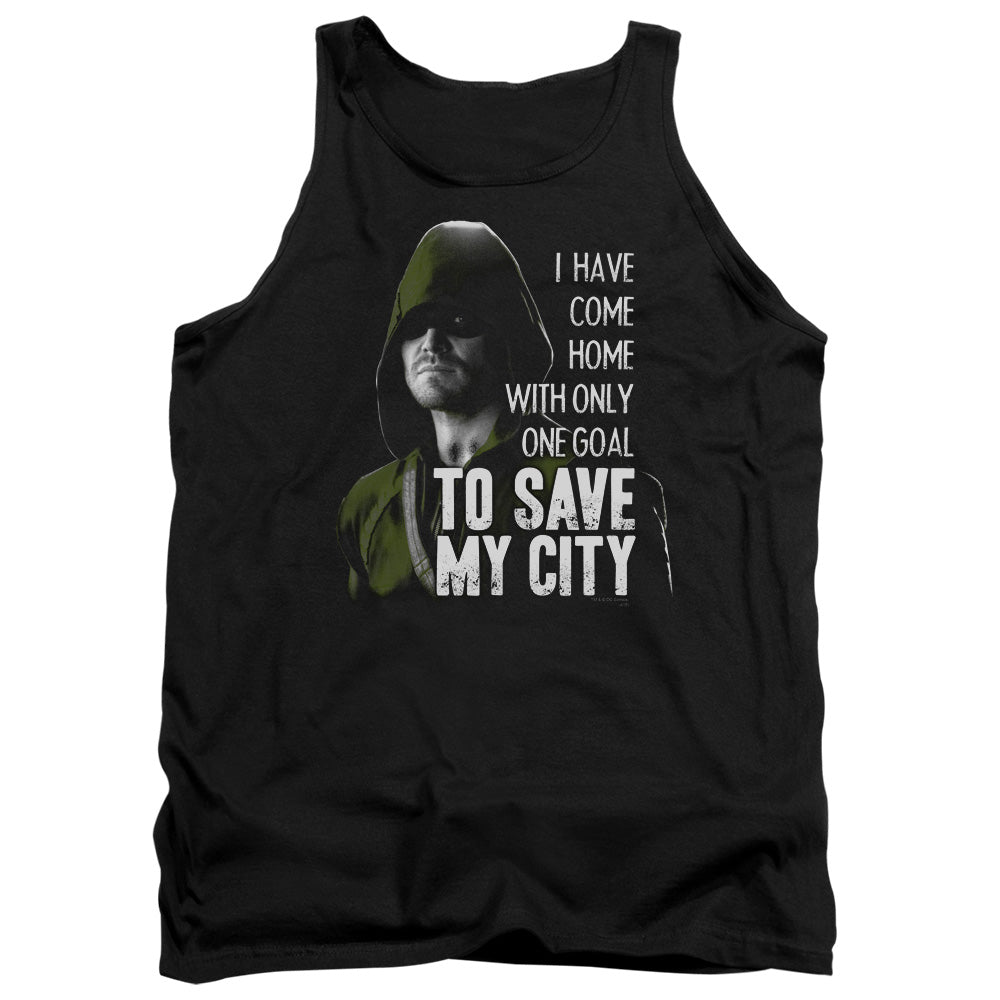 AN OFFCIALLY LICENSED ARROW SAVE MY CITY ADULT UNISEX TANK TOP BLACK