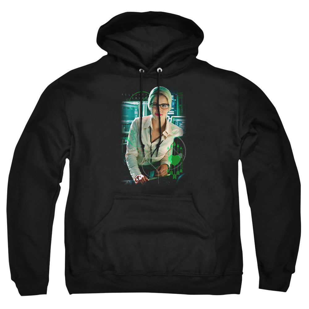 AN OFFCIALLY LICENSED ARROW FELICITY SMOAK ADULT UNISEX PULLOVER HOODIE BLACK