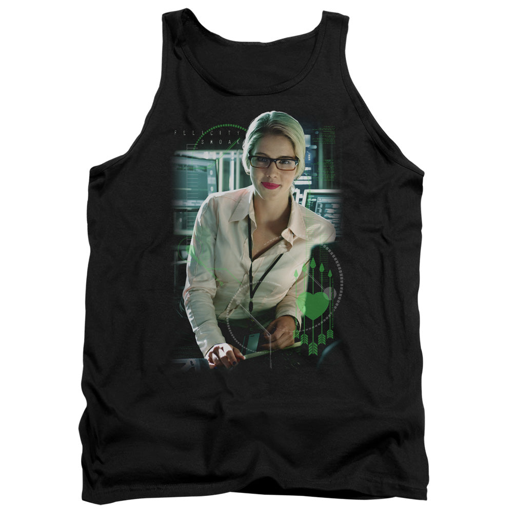 AN OFFCIALLY LICENSED ARROW FELICITY SMOAK ADULT UNISEX TANK TOP BLACK