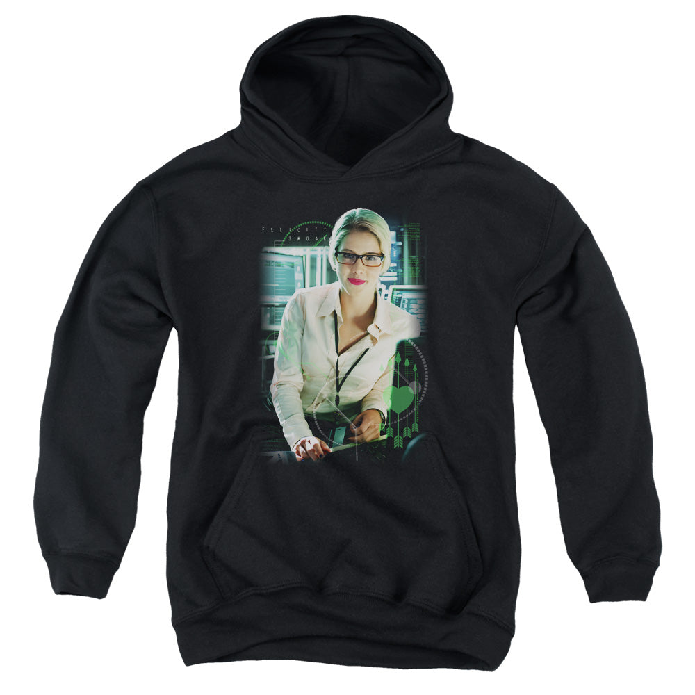 AN OFFCIALLY LICENSED ARROW FELICITY SMOAK YOUTH HOODIE BLACK